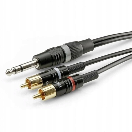 Изображение Sommer Cable HBP-6SC2-0150 Jack / Phono Audio Tilslutningskabel [2x Cinch-stik - 1x Jackstik 6.3 mm (stereo)] 1.50 m Sort