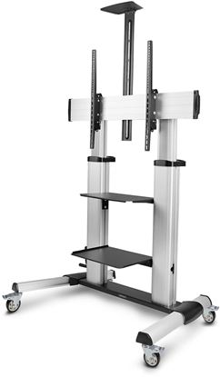 Attēls no StarTech 1110C-MOBILE-TV-CART uchwyt do telewizora 2,54 m (100") Czarny, Srebrny