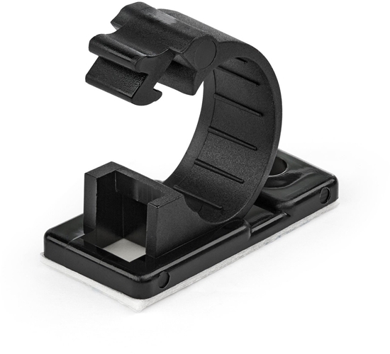 Picture of StarTech.com 100 Selbstklebende Kabelklemmen Mittel - PC Kabelmanagement/Kabelhalterung - Kabel Organisator - Netzwerk/USB/Ethernet Kabelclips - Nylonklemme UL/94V-2 Brandklasse - Schwarz (CBMCC2) - Kabelklammer - Schwarz - TAA-konform (Packung mit 1