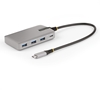 Picture of StarTech.com 4-Port USB-C Hub with USB-C DP Alt Mode Video Output 4K 60Hz, 3x USB-A, 1x USB-C, 100W Power Delivery Pass-Through, USB 3.2 Gen 2 (10Gbps), Portable USB Type-C to USB Type-A/C - 1ft (30cm) Host Cable (HB31C3A1CDPPD3) - Hub - 1 x USB-C +