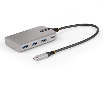 Picture of StarTech.com 4-Port USB-C Hub with USB-C DP Alt Mode Video Output 4K 60Hz, 3x USB-A, 1x USB-C, 100W Power Delivery Pass-Through, USB 3.2 Gen 2 (10Gbps), Portable USB Type-C to USB Type-A/C - 1ft (30cm) Host Cable (HB31C3A1CDPPD3) - Hub - 1 x USB-C +