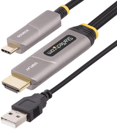 Изображение Kabel StarTech .com 50ft (15.2m) USB-C to HDMI 2.0 Active Optical Cable, 4K 60Hz - Kabel HDMI - 24 pin USB-C mski zu HDMI, USB (nur Strom) mski - 15.2 m - ekranowany/wókno szklane - czarny - aktywny, Active Optical Cable (AOC), jednokierunkowy, wspiera