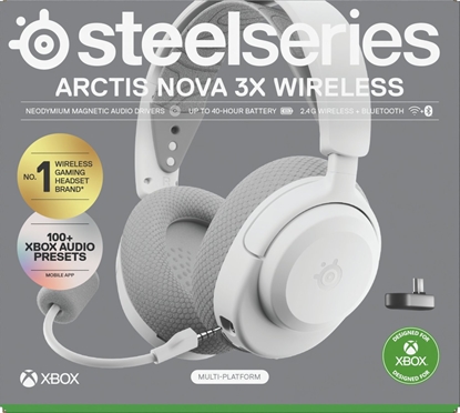 Изображение Steelseries Arctis Nova 3X Zestaw suchawkowy Bezprzewodowy Opaska na gow Muzyka/dzie powszedni Bluetooth Biay