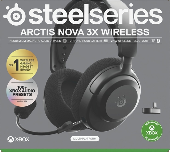 Изображение Steelseries Arctis Nova 3X Zestaw suchawkowy Bezprzewodowy Opaska na gow Muzyka/dzie powszedni Bluetooth Czarny