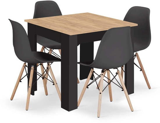 Picture of Stó NP 80x80 Artisan nogi czarne + 4 krzesa OSAKA czarny nogi naturalne
