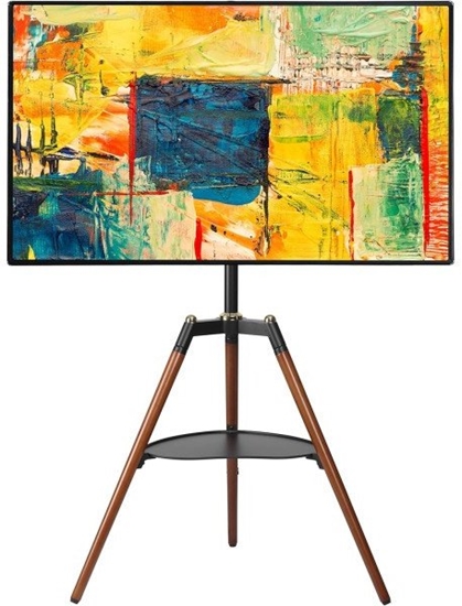 Picture of Stojak tripod TV 32-65" do 32kg regulowany z pók drewniany