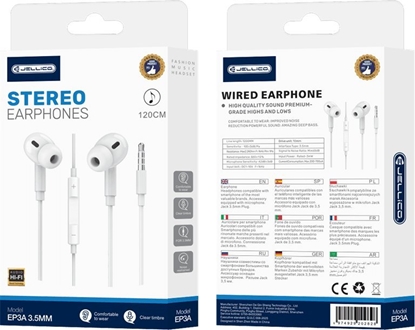 Изображение Suchawki Jellico JELLICO suchawki przewodowe EP3A JACK 3.5MM z mikrofonem 1.2M Biay standard