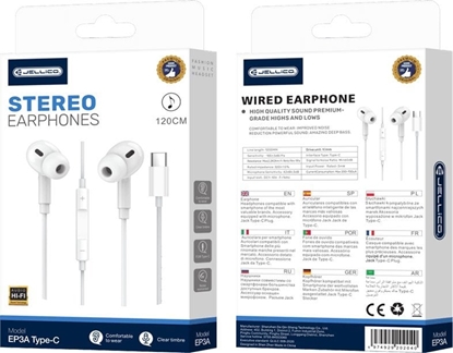 Picture of Suchawki Jellico JELLICO suchawki przewodowe EP3A USB-C z mikrofonem 1.2M Biay standard