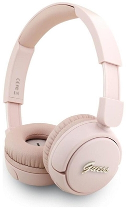 Picture of Suchawki nauszne Guess Bluetooth 5.3 Metal Logo Script róowy
