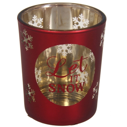 Picture of Svečturis tējassvecei stikla glāze 7x5.5x5.5cm Let it snow