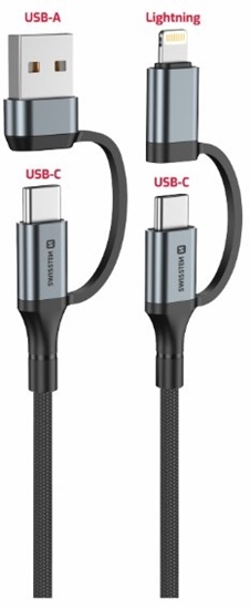 Picture of Swissten 4in1 Textile 3A Data Cable 1.5m