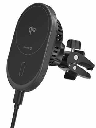 Attēls no Swissten Magnetic Car Holder MagRide with Wireless Charger Qi2 15W (MagSafe compatible)