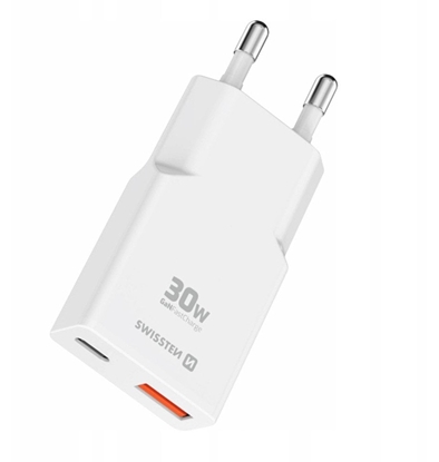 Attēls no Swissten Slim Travel GaN USB-C / USB Charger 30W