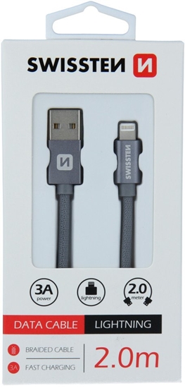 Picture of Kabel USB Swissten USB-A - Lightning 2 m Szary (8595217455702)