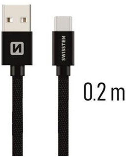 Изображение Kabel USB Swissten USB-A + USB-C - USB-C 0.2 m Czarny (8595217455252)