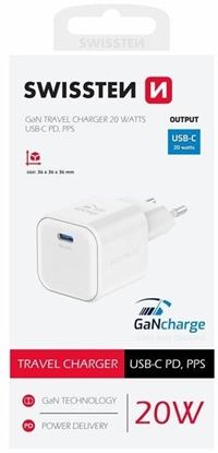 Picture of Travel Charger Gan 1X USB-C 20W Power Delivery White