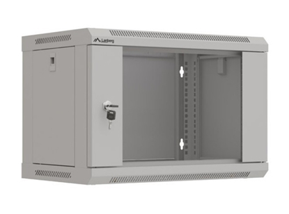 Picture of Szafa instalacyjna rack wisząca 19" 6U 540x350 szara drzwi przeszklone ( flat pack) 