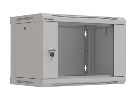 Picture of Szafa instalacyjna rack wisząca 19" 6U 540x350 szara drzwi przeszklone ( flat pack) 