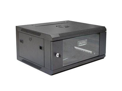 Picture of Szafa krosowa wisząca 19 cali 4U rack 600x450, drzwi szyba, niedzielona, złożona, nośność 60kg Czarna