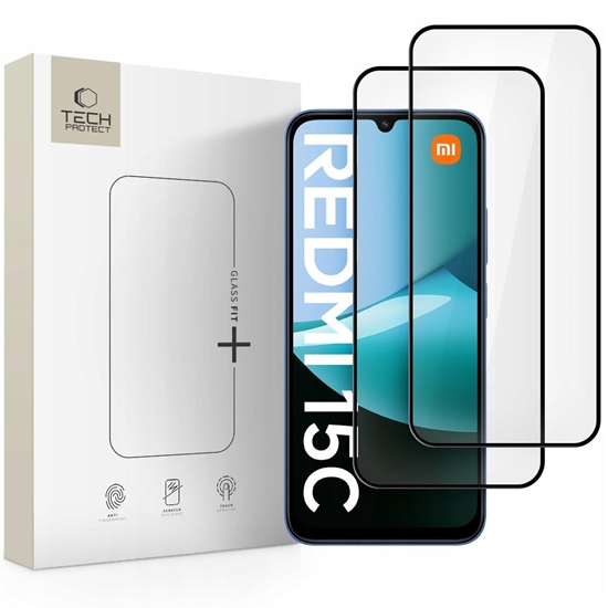 Изображение Szko hartowane Tech-Protect Glass Fit+ do Xiaomi Redmi 15c / Poco C85 Black [2 PACK]
