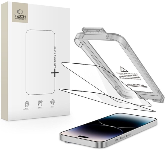 Изображение Tech-Protect Tech-Protect Quick Set+ 2-pack tempered glass for iPhone 14 Pro - black