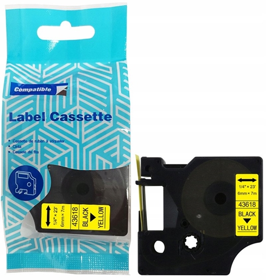 Picture of Tama DYMO D1 43618 6mm x 7m S0720790 czarny na ótym zamiennik