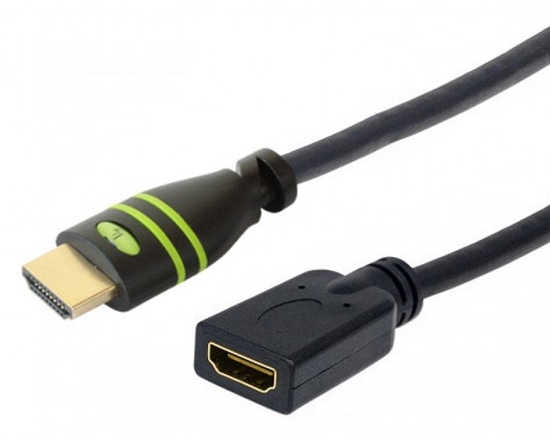 Picture of TECHLY HDMI High Speed Verlaengerungskabel 1m schwarz mit Ethernet 4K 30Hz 19pol.HDMI Stecker auf 19pol.HDMI Buchse mit Goldkontakte