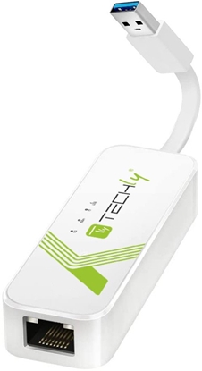 Picture of TECHLY USB3.0 RJ45 Adapter Weiss USB Stecker Typ A am Kabel auf RJ45 Netzgeschwindigkeit 10/100/1000 MBit/s