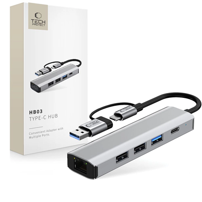 Изображение Tech-Protect HB03 HUB Adapter 5in1 USB-C + USB2.0 