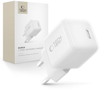 Attēls no Tech-Protect Tech-Protect NCM25 USB-C PD 25W Wall Charger - White