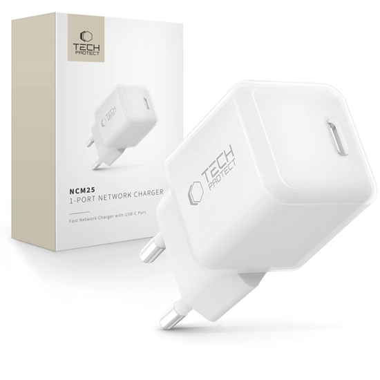 Picture of Tech-Protect NCM25 USB-C PD 25W Wall Charger - Whi