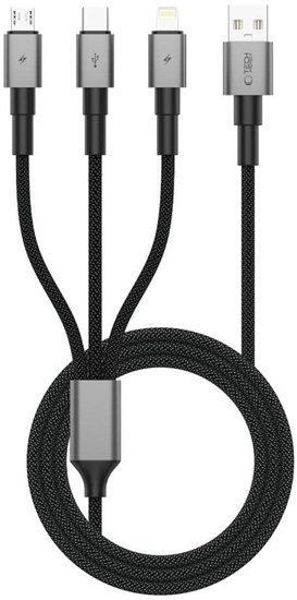 Picture of Kabel USB Tech-Protect USB-A - USB-C + microUSB + Lightning 1.2 m Szary (5906302330294)