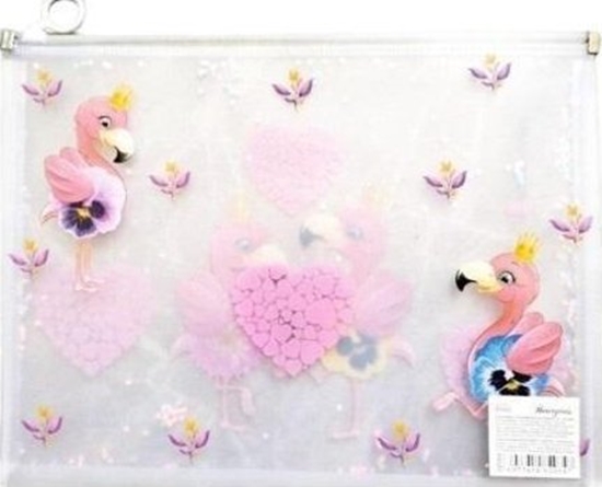Picture of Teczka A4+ z plastikowym suwakiem Flamingi FRESH