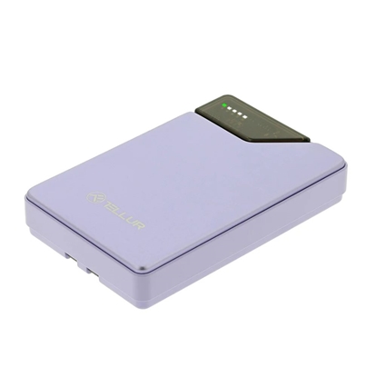 Attēls no Tellur Power Bank 10000mAh, USB-C + Lightning cables built-in purple