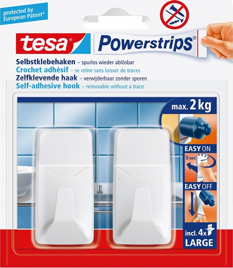 Picture of Tesa tesa Powerstrips Haken L rechteckig weiß