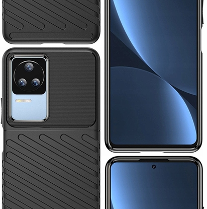 Picture of Thunder Case etui Xiaomi Poco F4 5G silikonowy pancerny pokrowiec czarne