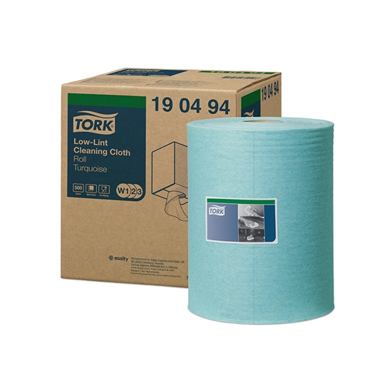 Picture of Tīrīšanas drāna TORK Premium Low-Lint W1, 27.5 cm x 180 m, 500 loksnes, tirkīza krāsa