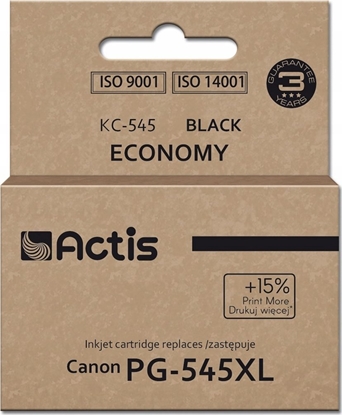 Picture of Toner Actis Tusz Actis KC-545 do drukarki Canon zamiennik Canon PG-545XL; Supreme; 15 ml; 207 stron; czarny. Drukuje wicej o 15% wzgldem OEM.