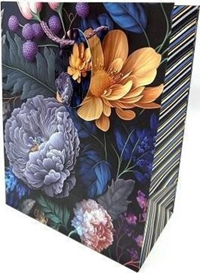 Изображение Torebka ozdobna matowa 18x23x10cm ciemne kwiaty