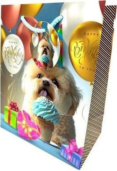 Picture of Torebka ozdobna matowa 18x23x10cm urodziny pies