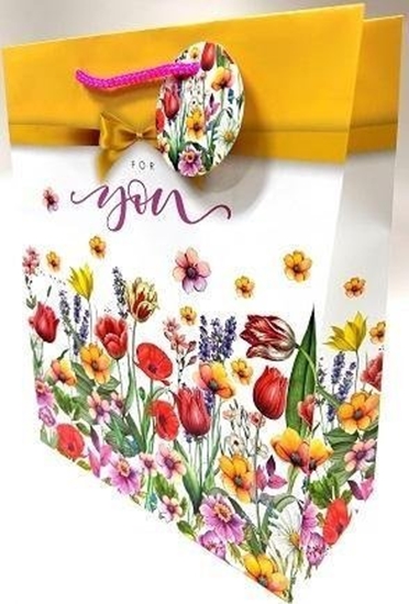 Picture of Torebka ozdobna matowa 26x32x12cm polne kwiaty