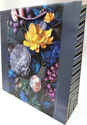 Picture of Torebka ozdobna matowa 35x37x12cm ciemne kwiaty