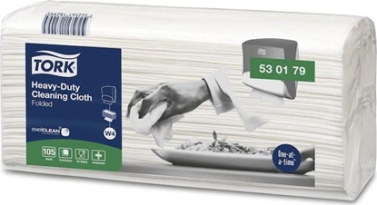 Picture of Tork Tork 530179 - Czyciwo wókninowe w odcinkach, wielorazowe, biae - 105 sztuk