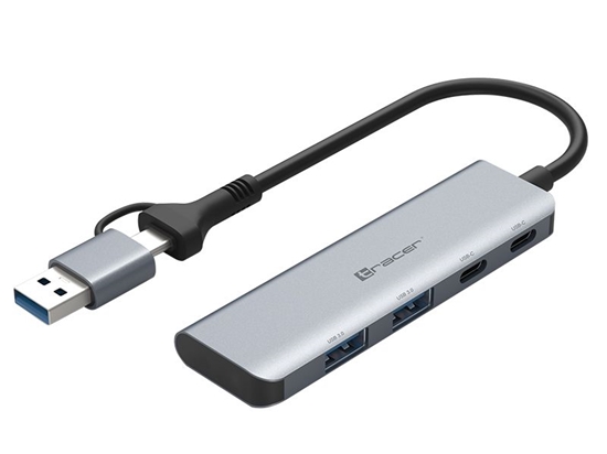 Изображение HUB USB Tracer ADAPTER TRACER A-5, USB Type-C do USB-A, 2x USB-A + 2x USB-C
