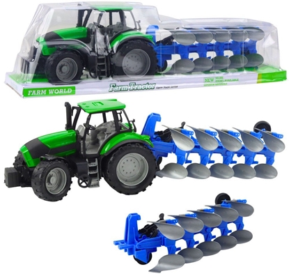 Picture of Traktor Rolniczy Farmerski Z Pugiem Napd Zielony LEAN Toys