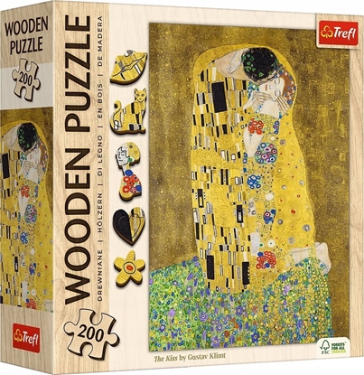 Изображение Trefl Puzzle drewniane 200 elementów Pocaunek Gustav Klimt