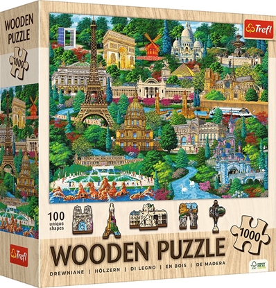 Изображение Trefl Puzzle drewniane Francja, znane miejsca 1000 elementów (20213)