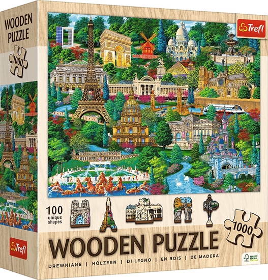Изображение Trefl Puzzle drewniane Francja, znane miejsca 1000 elementów (20213)