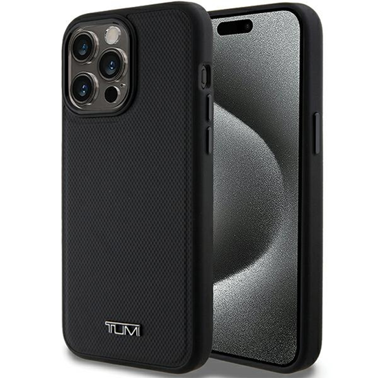 Изображение Tumi TUHMP15XRBAK iPhone 15 Pro Max 6.7" black/black hardcase Leather Balistic Pattern MagSafe