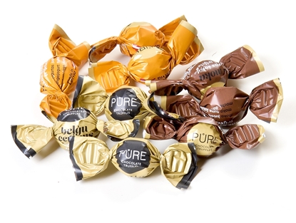 Picture of Tumšās šokolādes trifeles ar pildījumiem "ASORTI" 1kg (mazās)  PURE